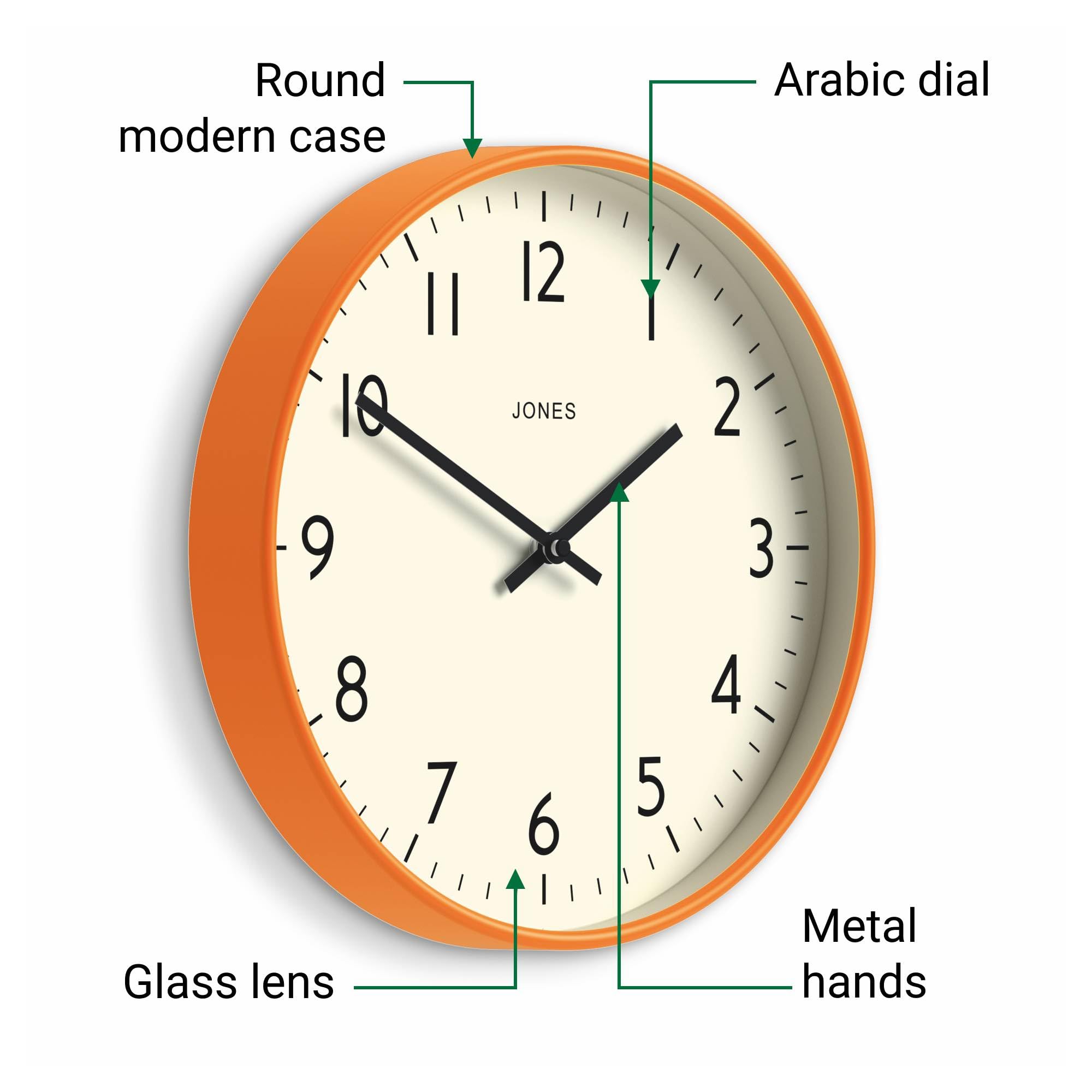 Amazon.com: JONES CLOCKS® Studio wall Clock | Modern Round Style